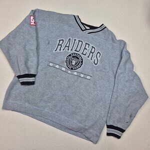 Lee NFL Oakland Raiders Men's V-Neck Long Sleeve Pullover Sweater Sz XL 70's VTG